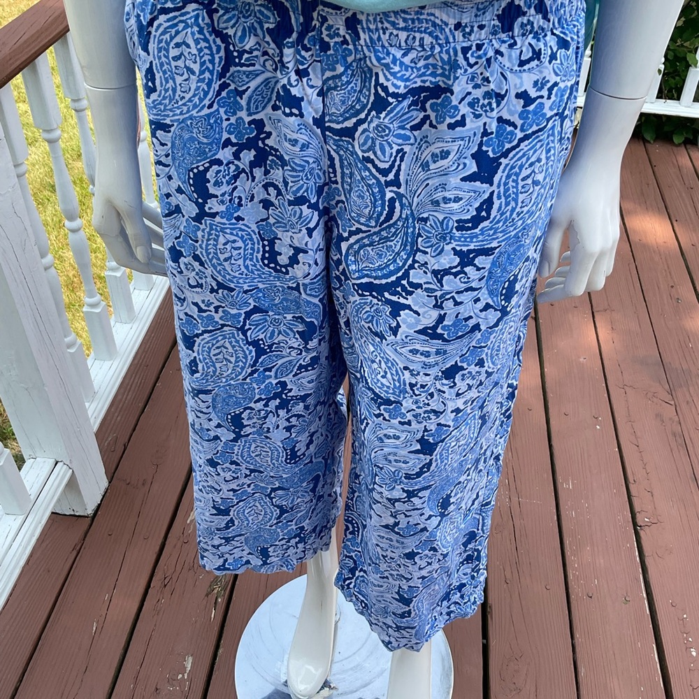 Blue and White Paisley Pants
